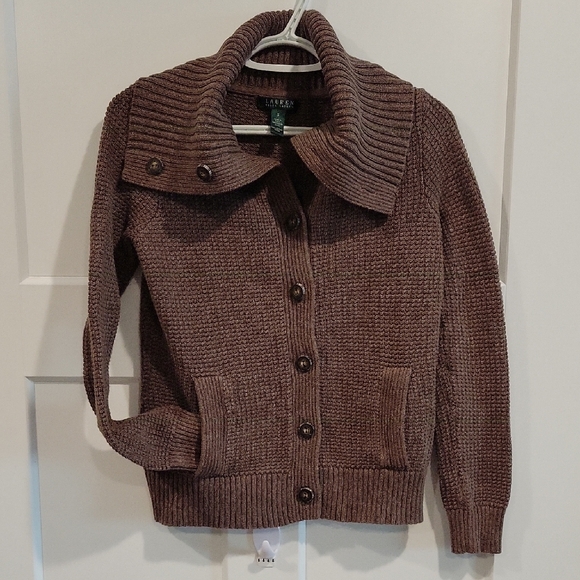 Lauren Ralph Lauren Sweaters - Lauren Ralph Lauren Brown Ribbed Shawl Collar Cardigan